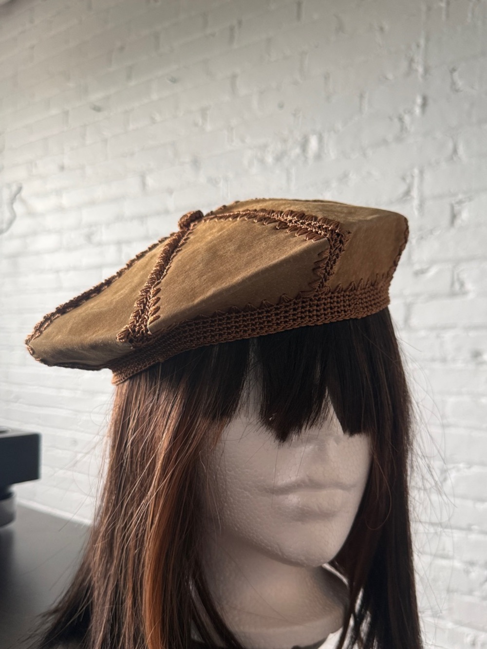 Danier Brown Women's Beret with Braided Trim